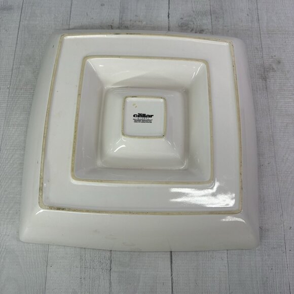 The Cellar GLOBAL 70's Floral Flowers White Ceramic Square 1 Piece Chip & Dip - Picture 7 of 16